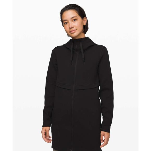 Lululemon Long Horizons Hoodie Black Size Medium Coat Jacket Travel Commute - Picture 1 of 11